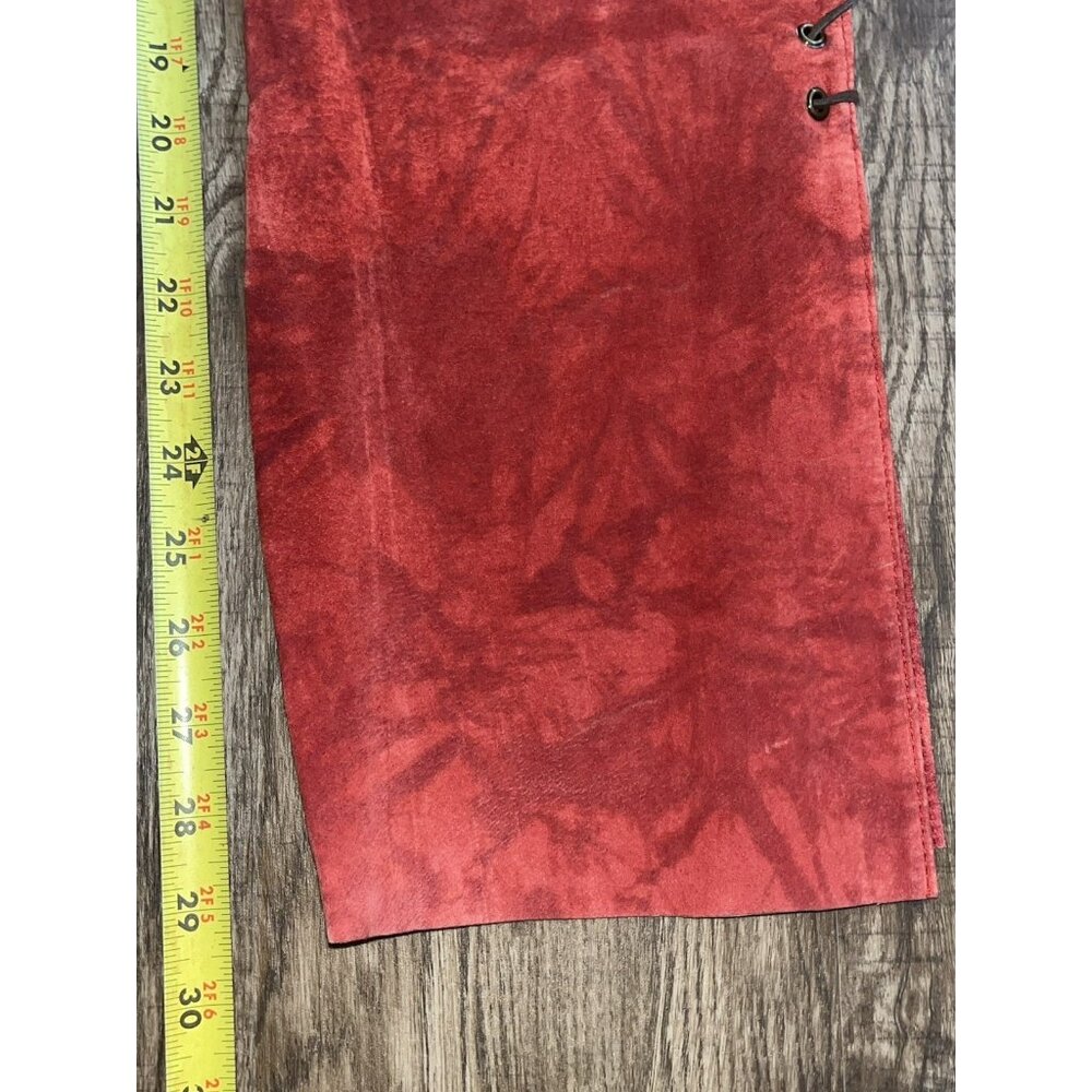 Vintage 90s Bebe Suede Leather Side Lace Up Mid Rise Pants Size 4 Bottom Slits - Picture 11 of 13